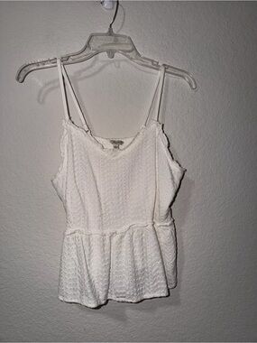 Sim & Sam White Eyelet Peplum Top with Adjustable Spaghetti Straps